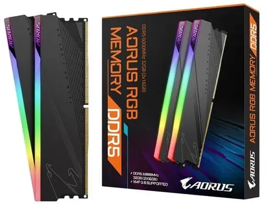 AORUS RGB - DDR5 - kit - 32 GB: 2 x 16 GB - DIMM 288-pin - 6000 MHz / PC5-48000