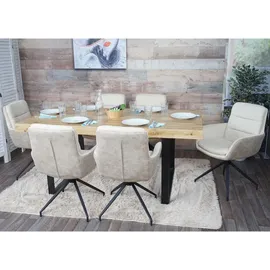 MCW Esszimmerstuhl MCW-K32, Küchenstuhl Lehnstuhl Stuhl, drehbar Auto-Position, Stoff MVG ~ creme-beige