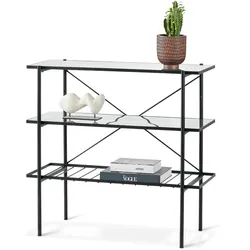 Tchibo - Konsole - 90x39,5x85cm - schwarz - Stahl / Glas / Glas