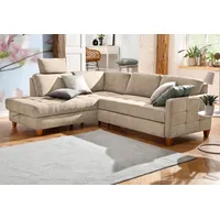 Home Affaire Ecksofa »Earl L-Form«, wahlweise auch mit Bettfunktion oder Bettfunktion mit Bettkasten, beige