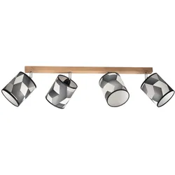 BRITOP LIGHTING Deckenleuchte "ESPACIO", bunt (schwarz, weiß, beige), Ø 13cm H: 20cm, Lampen, Schirme aus laminierter Tapete, Baldachin aus Eichenholz, Deckenspot Deckenstrahler
