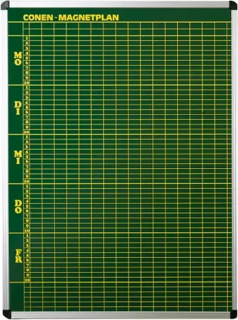 Stundenplantafel aus Premium Stahlemaille in grün