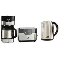 SENYA Frühstücksset - Isotherme Kaffeemaschine, Touch Toaster und Wasserkocher aus Edelstahl 1,7L - Grau