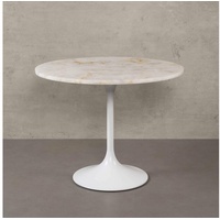 MAGNA Atelier Esstisch Tokio mit exklusiver Marmor Tischplatte, Küchentisch, Dining Table, seltener Naturstein, Unikat, 96x76cm beige