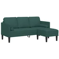 vidaXL Sofa 3-Sitzer L-Form Dunkelgrün 160 cm Stoff
