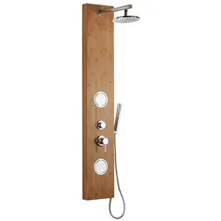 SIKO Bamboo Shower Duschpaneel mit Hebelarmatur Bambus BAMBOOSHOWER