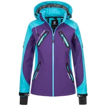 Rock Creek Damen Softshell Jacke Windbreaker Regenjacke Übergangsjacke Softshelljacke Damenjacke Regenmantel Outdoorjacke Kapuze D-441 Violett XXL - XXL
