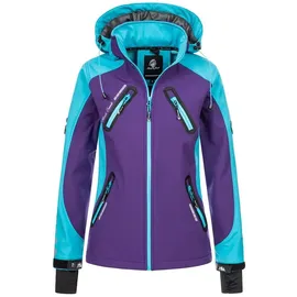 Rock Creek Damen Softshell Jacke Windbreaker Regenjacke Übergangsjacke Softshelljacke Damenjacke Regenmantel Outdoorjacke Kapuze D-441 Violett XXL - XXL