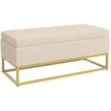 MC Star Sitzbank mit Stauraum Polsterbank mit Klappdeckel in Beige Samtoptik (Bettbank mit Stahlbeinen 110x44x49 cm für Flur Wohnzimmer) beige