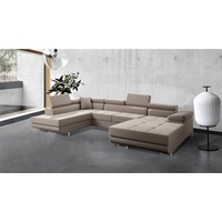 Beautysofa Ecksofa VILD U, U-Form Ecksofa im modernes Stil, Polstersofa, XXL Eckcouch für Wohnzimmer, mit Schlaffunktion + Bettkasten beige