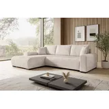 storez24 Eckcouch Cordstoff 3-Sitzer Beige