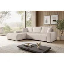 storez24 Eckcouch Cordstoff 3-Sitzer Beige