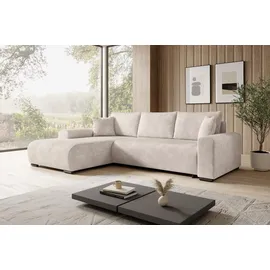 storez24 Eckcouch Cordstoff 3-Sitzer Beige