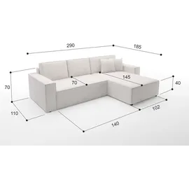 Fun Möbel Ecksofa Schlafsofa Sofa CONOR Kunstleder Rot Ottomane Links - Rot
