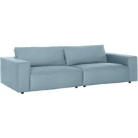 Big-Sofa GALLERY M BRANDED BY MUSTERRING "LUCIA" Sofas Gr. B/H/T: 292cm x 81cm x 124cm, Flachgewebe FLORIS, Kontrastnaht-Kreuzstichoptik, blau (light blue floris) in vielen Qualitäten und 4 unterschiedlichen Nähten, 3-Sitzer