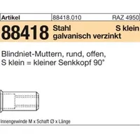 Industrial Quality Supplies Blindnietmuttern Stahl gal Zn kl. Senkkopf