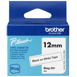 Brother BTAG-231 - Schwarz auf Weiß - Rolle (1,2 cm x 4 m) 1 Kassette(n) Hängekarton - Beschriftungsband