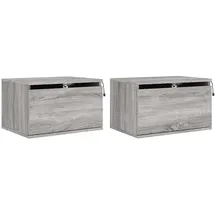 vidaXL Wand-Nachttische mit LED-Leuchten 2 Stk. Grau Sonoma