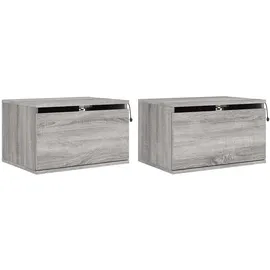 vidaXL Wand-Nachttische mit LED-Leuchten 2 Stk. Grau Sonoma