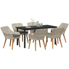 vidaXL Essgruppe Hellgrau Poly Rattan