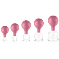 pulox Schröpfgläser Set aus Echtglas mit Saugball - 5x Medizinisches Schröpfglas mit hoher Saugleistung in Pink