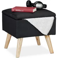 Relaxdays Hocker Fußhocker quadratisch Polyester 100 x 46 x 100 cm Schwarz