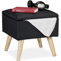 Relaxdays Hocker Fußhocker quadratisch Polyester 100 x 46 x 100 cm Schwarz
