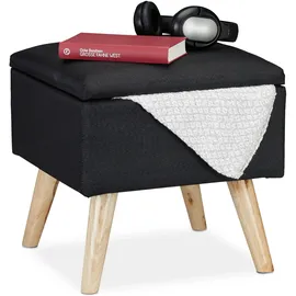 Relaxdays Hocker Fußhocker quadratisch Polyester 100 x 46 x 100 cm Schwarz