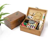 Holzsammlung Nähen Kit Über 110 Premium Nähzubehör, Nähkorb Notfall Nähkörbe mit Zubehör Haushalt Portable Näharbeit Holz Box Mini Haushalt Näh Set für Haus, Reise und Notfall #4