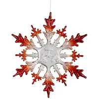 Formano Eiskristall Deko Hänger 30 cm Weihnachtsdeko Fenster klar-rot aus Acryl - filigraner Schneekristall zum Aufhängen - Winterdeko für Fenster, Zweige oder Baum - frostige Eleganz aus Acrylglas