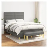 vidaXL Boxspringbett mit Matratze Dunkelgrau 140x200 cm Stoff