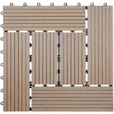 Mendler WPC Bodenfliese Rhone, Holzoptik Balkon/Terrasse, 11x je 30x30cm = 1qm Basis, teak versetzt