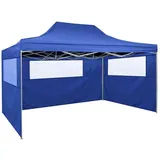 vidaXL Pavillon Gartenzelt Faltzelt mit 3 Wänden 3 x 4,5 m Blau Faltpavillon Pavillon