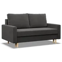 Mebligo - Sofa mit Schlaffunktion und Bettkasten Blank, 2 Sitzer Sofa 152 cm Breit, Schlafsofa, Ausziehbares Couch auf Holzfüßen, Sofa Wohnzimmer, Schlafcouch - Sofa Grau