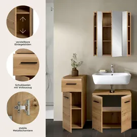 Möbel Boss Badezimmer-Set Ice 3-tlg. Braun/Eiche