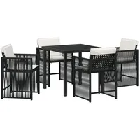 VidaXL 5-teiliges Garten Esszimmer Set mit Kissen Schwarz Poly