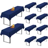 10 Stück Marineblau Biertisch Tischdecke universal für 50cm u.70cm Biertische Hussen für Biertisch, Blickdichte Polyester Biertischhussen Biertisch-Husse Rechteckige Tischdecken Waschbar-250x100cm