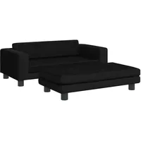 vidaXL Kindersofa mit Hocker Schwarz 100x50x30 cm Samt