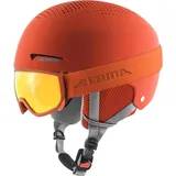 Alpina Zupo SET (+SCARABEO JR.) - Hochwertiges, Sicheres & Robustes Set aus Skibrille & Skihelm Für Kinder, pumpkin-orange matt, 48-52 cm