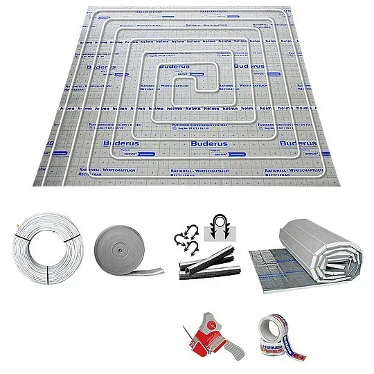 120 m2 Fußbodenheizung-Set - Tackersystem Dämmstärke 30-3 mm - Alu-Verbundrohr 16 x 2 mm Heizung