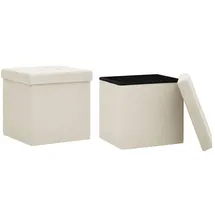 vidaXL Hocker mit Stauraum 2 Stk. Leinenoptik 0 x 0 x 0 cm Cremeweiß