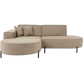 WFL GROUP Ecksofa Hana Loft 3-Sitzer Ecke Links Boucle Dunkelbeige 241/80/168 cm