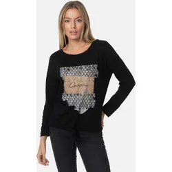 Langarmshirt DECAY, Damen, Gr. M, schwarz, 65% Viskose, 35% Polyester, bedruckt, normal, Rundhals, Langarm, Shirts, mit tollem Frontprint