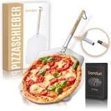 bonduri Pizzaschieber | Pizzaschaufel 64cm aus Holz & Aluminium, Pizza Zubehör - Pizza Set für Backofen, Pizzaofen, Holzofen und Grill - Pizza Schieber | Pizzaschieber Holz - inkl. E-BOOK