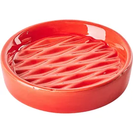 Beliani 3-tlg Badezimmer-Zubehör BELEM Keramik Rot