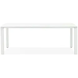 Kadima Design Schreibtisch Glas Weiß  Modern  200x100cm  Chrom-Akzente  Konferenztisch  Homeoffice