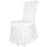 Trimming Shop Stuhlhussen Hochzeit 1 Stück Weiß Stuhlhussen mit Rüschen Rock Polyester Spandex Stretch Waschbar Abnehmbare Schonbezüge Stuhlhussen für Hochzeit Bankett Esszimmer Party Feier