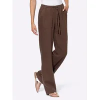 Heine Schlupfhose HEINE, Damen, Gr. 36, Normalgrößen, braun (schoko), 100% Leinen, unifarben, lang, Hosen Schlupfhose