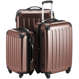 HAUPTSTADTKOFFER Alex - 3er Kofferset, Trolley-Set, Rollkoffer, Reisekoffer, (S, M & L), Braun