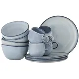 Bloomingville Sandrine Frühstück Set, Geschirr-Set 12 teilig, blau